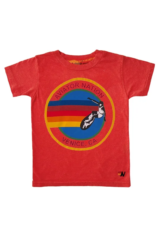 Men's short-sleeve deep classic-muted-fresh-firm-patchwork top-KID'S AVIATOR NATION TEE - RED