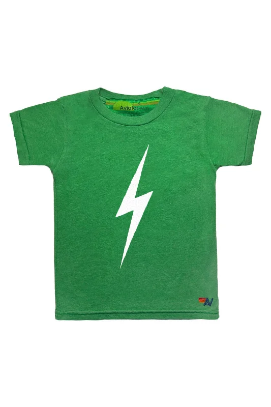 Men's short-sleeve warm sharp-geometric tee-KID'S BOLT TEE - KELLY GREEN