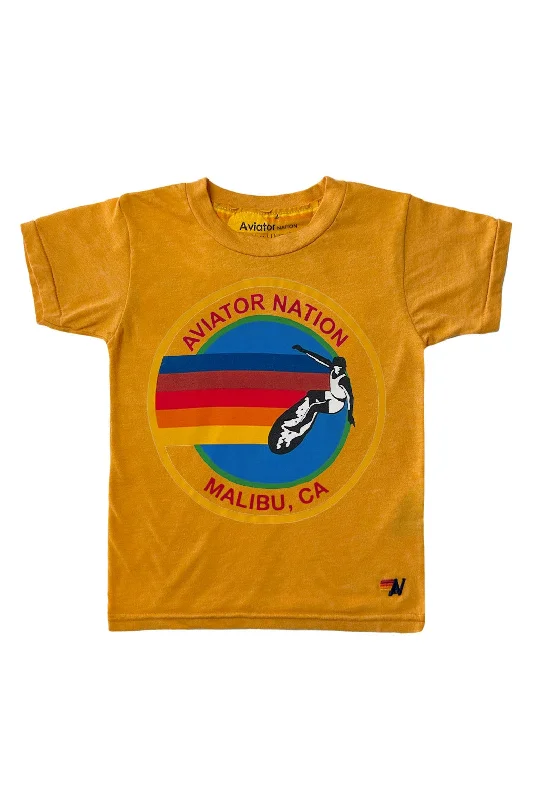 Men's short-sleeve sturdy budget tee-KID'S MALIBU AVIATOR NATION TEE - GOLD