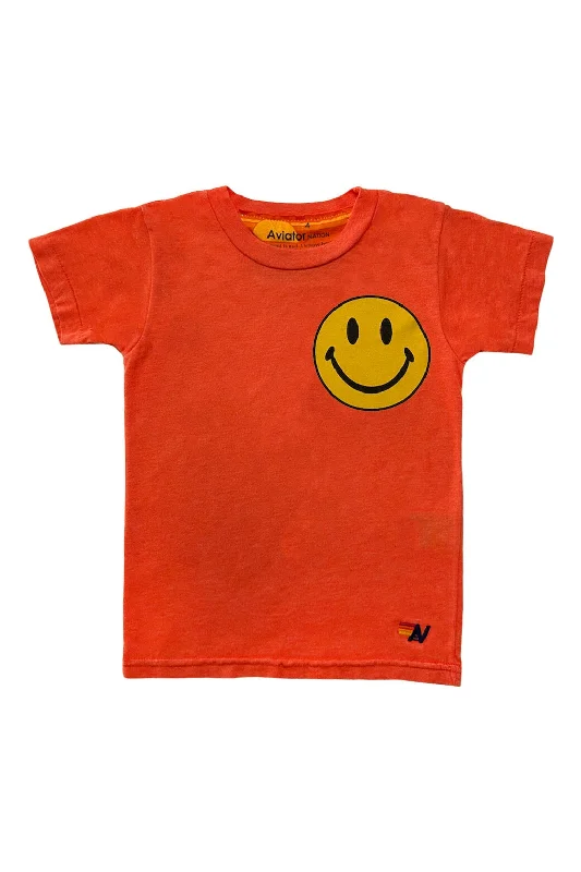 Men's short-sleeve classic angling shirt-KID'S SMILEY 2 TEE - ORANGE