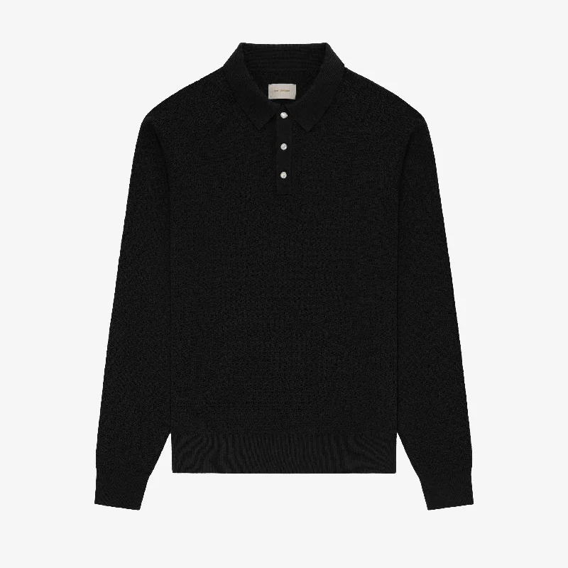 Long-Sleeve Pearl Button Polo