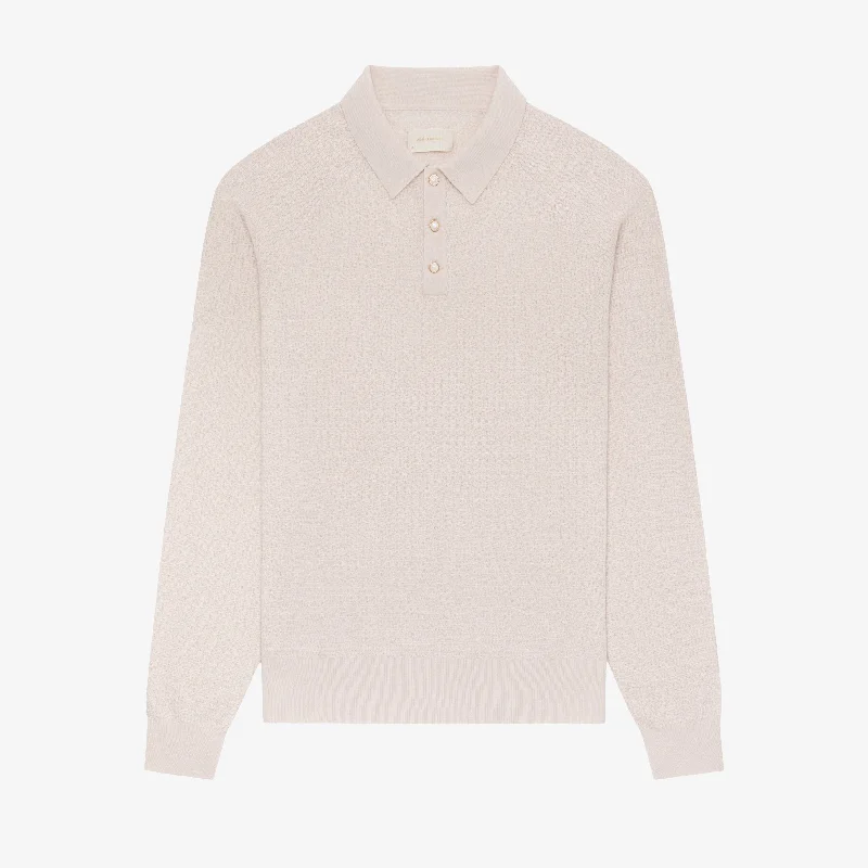 Long-Sleeve Pearl Button Polo