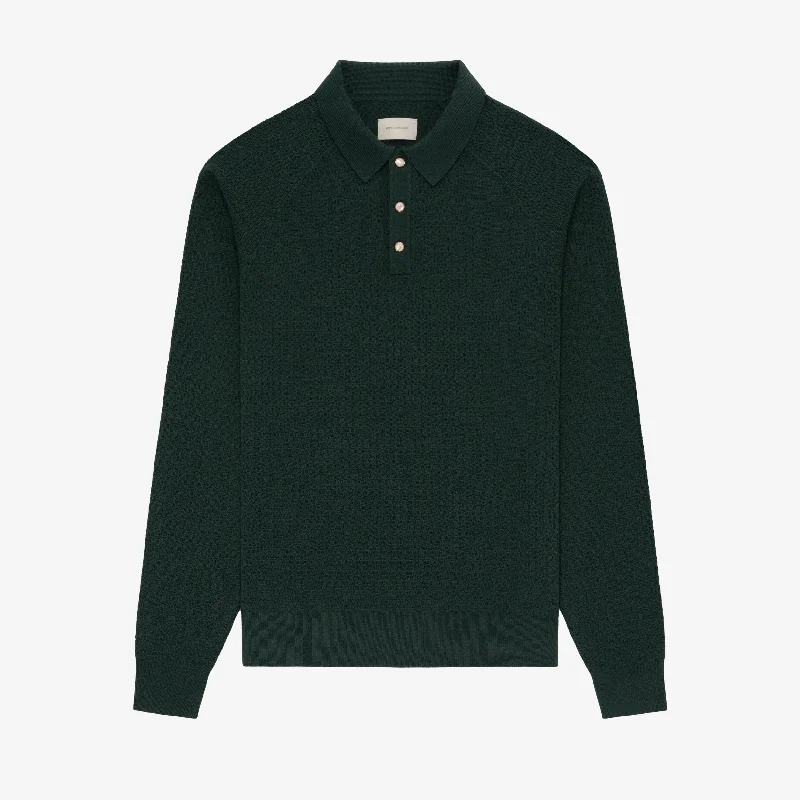 Long-Sleeve Pearl Button Polo