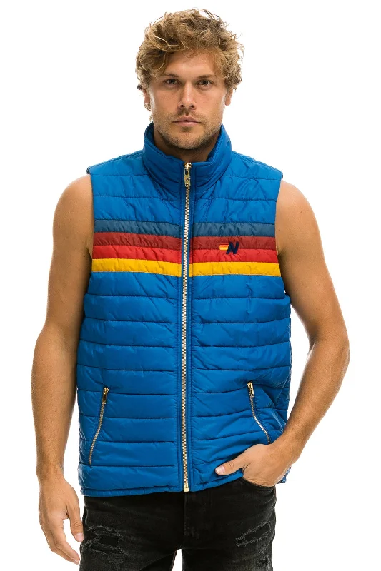 Men's short-sleeve subtle soft-trendy-bright-new-indigo tee-MEN'S 4 STRIPE VEST - SNORKEL BLUE