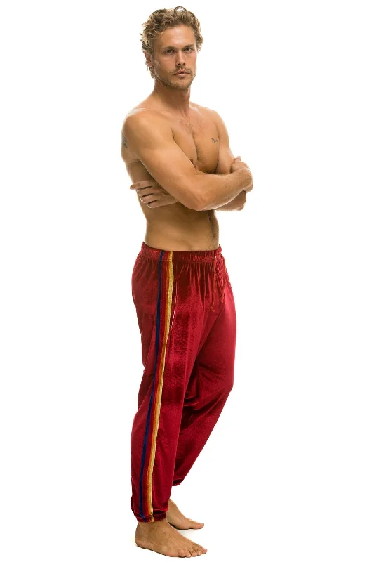 Men's short-sleeve rich gritty-hemp shirt-CLASSIC VELVET SWEATPANTS - RED