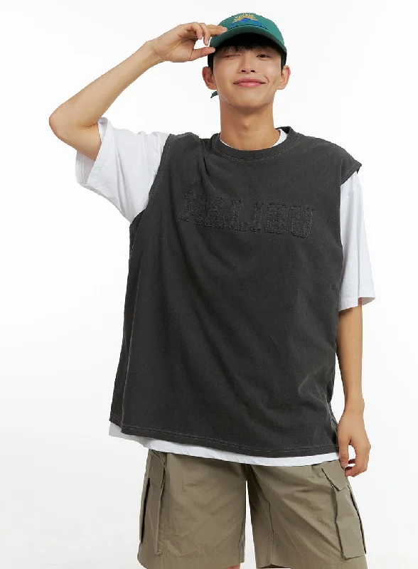 Men's short-sleeve sleek neutral-casual-new-flex shirt-Men's Oversize Contrasting T-Shirt CL429