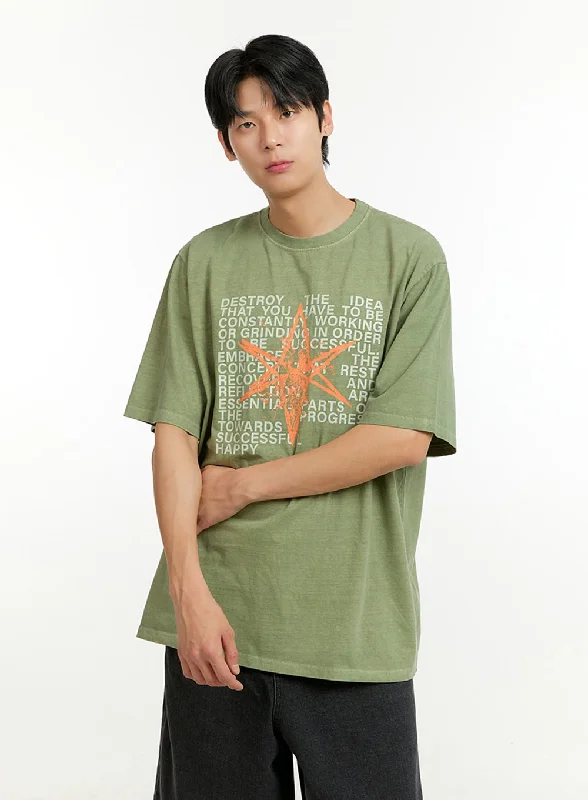 Men's short-sleeve elegant high-end shirt-Men's Oversized Letter T-Shirt IL412