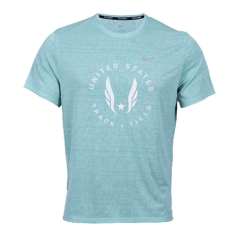 Men's short-sleeve trendy bright-artisanal-hand-dyed tee-Nike USATF Men's Dri-FIT Miler Breathe Tee