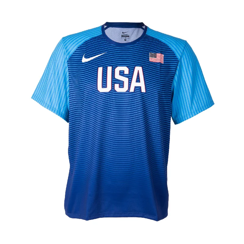 Men's short-sleeve soft trendy-bright-volleyball tee-Nike USA Men's Official Rio Team Throw Top