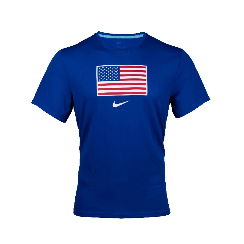 Men's short-sleeve bold rich-wild-coral top-Nike Team USA Men's Miler T-Shirt