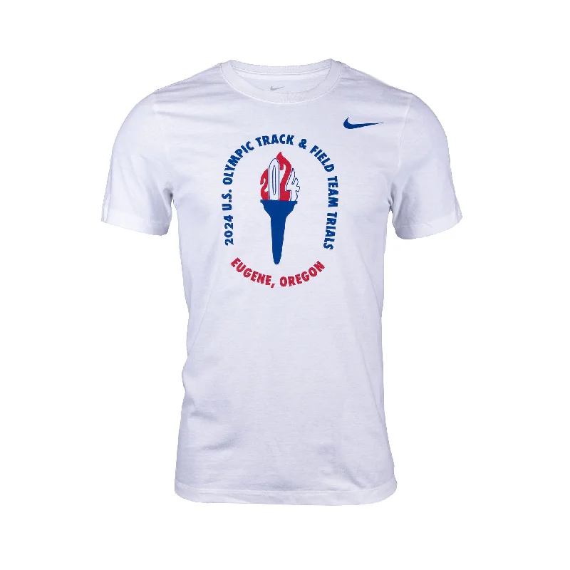 Men's short-sleeve soft trendy-cool-lime top-Nike USATF 2024 U.S. Olympic Team Trials Torch T-Shirt