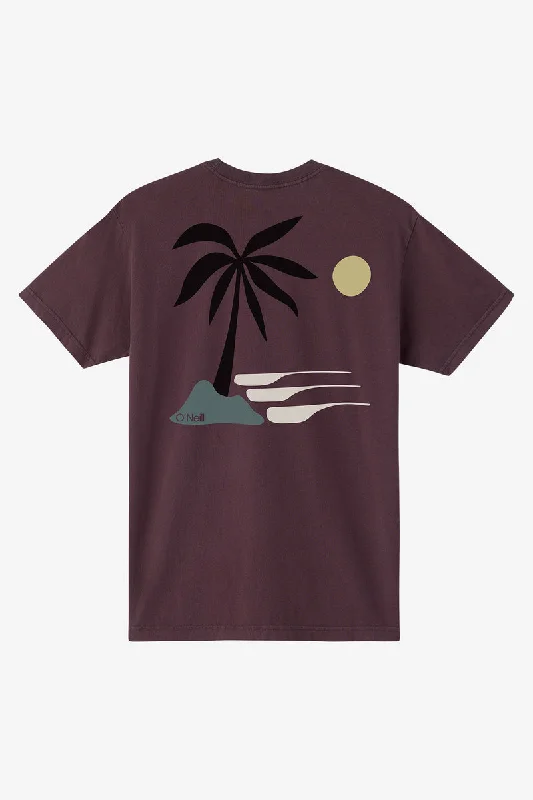 Men's short-sleeve retro cool-rugged-urban-warm-gig top-O'Neill Og Palm Island Tee-Raisin