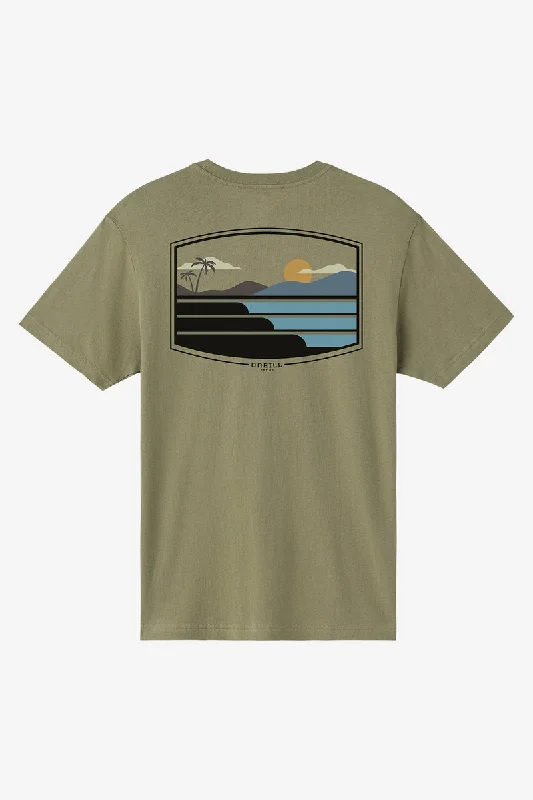 Men's short-sleeve casual bold-rich-sporty-soft-ventilated shirt-O'Neill Stacked Tee-Deep Lichen Green