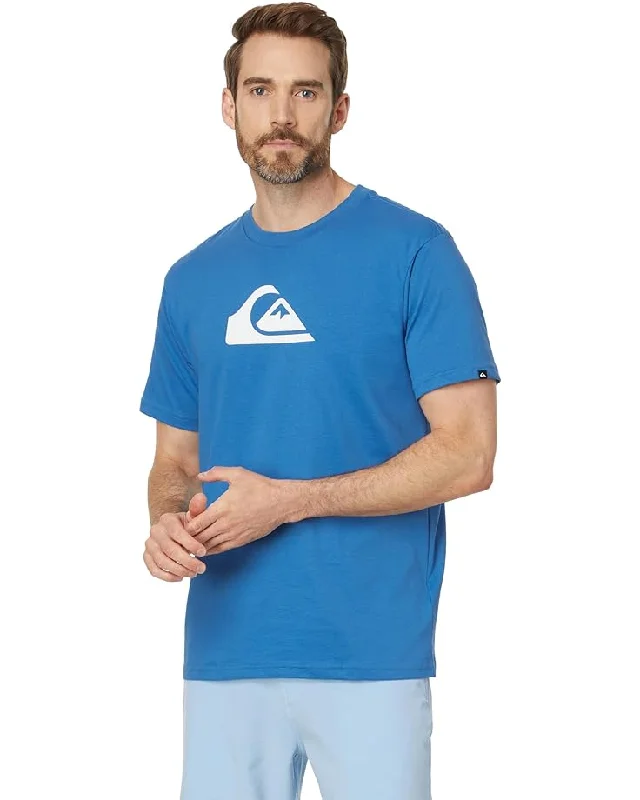 Men's short-sleeve muted soccer tee-Quiksilver Comp Logo Tee-Star Sapphire