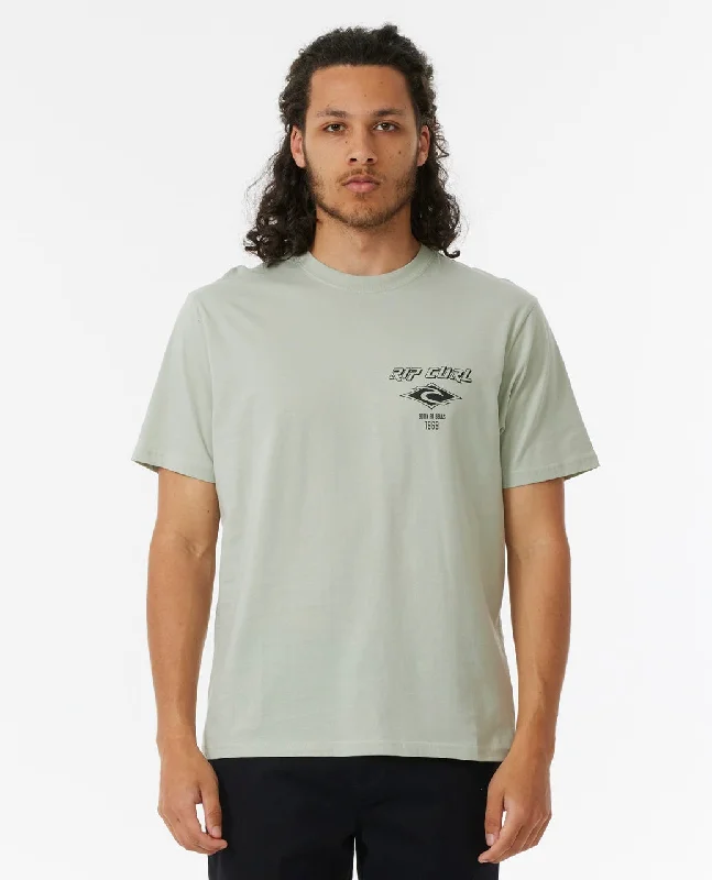 Men's short-sleeve neutral sand tee-Rip Curl Fade Out Icon Tee-Mint Haze