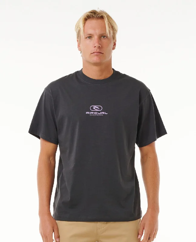 Men's short-sleeve muted pine top-Rip Curl Pill Icon Tee-Washed Black