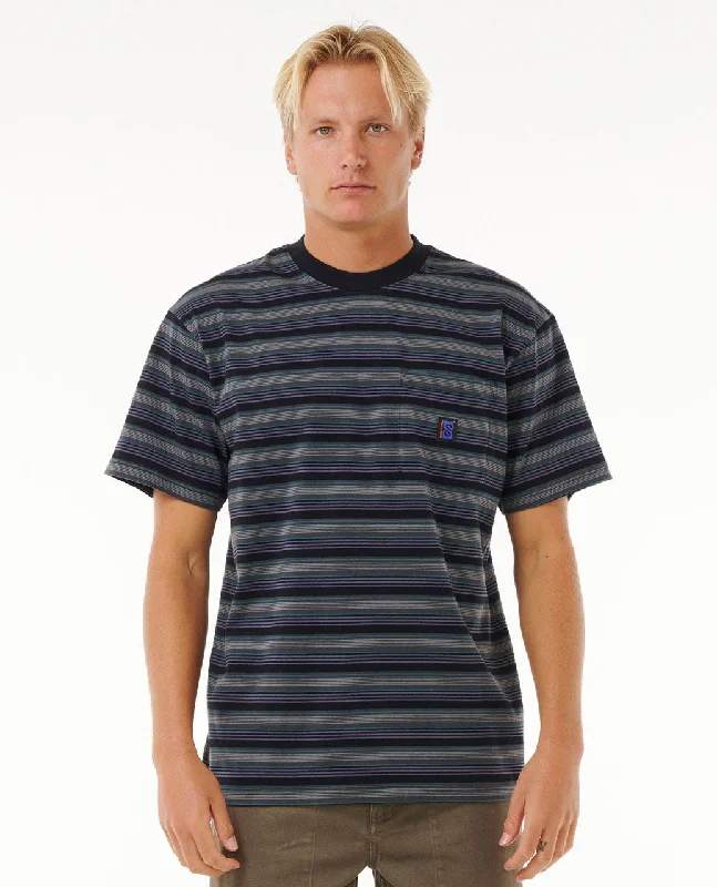 Men's short-sleeve trendy bright-deep-classic-sleek-curved-hem tee-Rip Curl Search Stripe Tee-Black