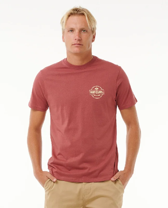 Men's short-sleeve cool steel shirt-Rip Curl Staple Tee-Apple Butter