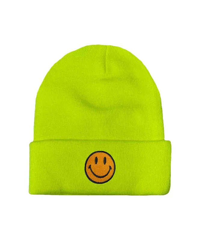 Men's short-sleeve retro canoeing tee-SMILEY 2 FULL RIB BEANIE - NEON YELLOW