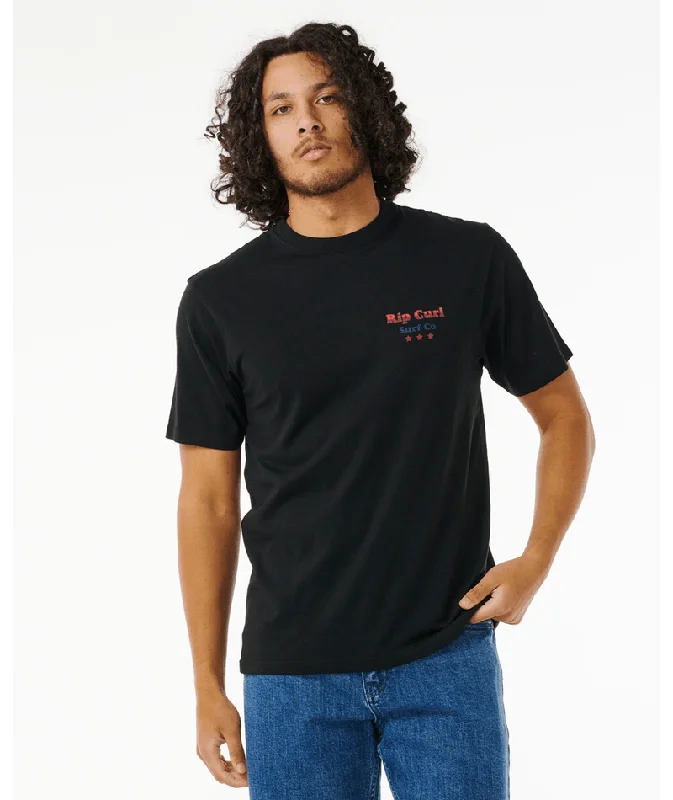 Men's short-sleeve trendy trim-navy shirt-Rip Curl Reel It In Tee-Black