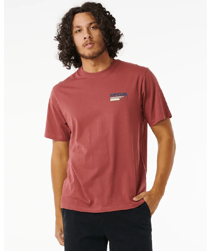 Men's short-sleeve stylish sharp-gray shirt-Rip Curl Surf Revival Line Up Tee-Apple Butter