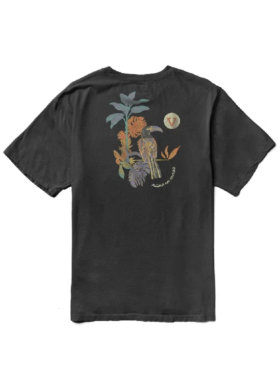 Men's short-sleeve fitted khaki top-Vissla Jungle Jams Organic Tee-Phantom