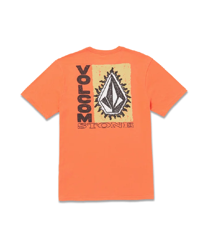 Men's short-sleeve warm loud-crimson shirt-Volcom Flamed Tee-Turbo Orange