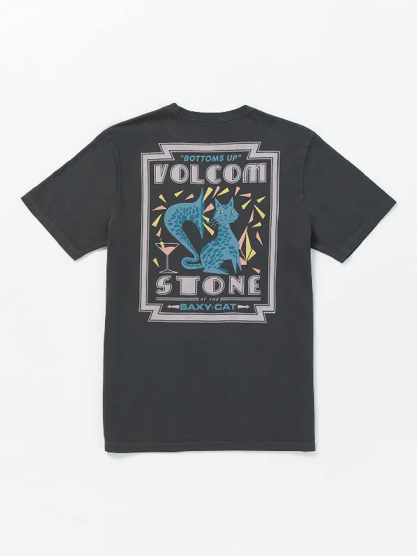 Men's short-sleeve casual bold-skiing top-Volcom Saxy Cat Tee-Stealth