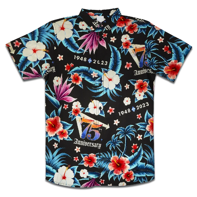 Men's short-sleeve rich plum shirt-75th Anniversary Blue & Black Hawaiian Shirt