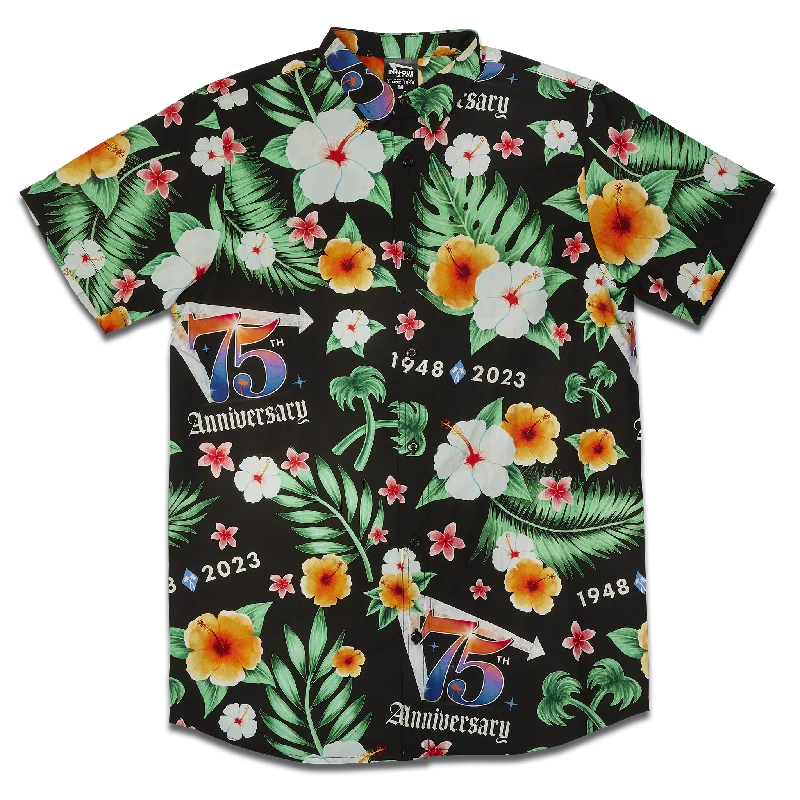 Men's short-sleeve bright cerulean shirt-75th Anniversary Green & Black Hawaiian Shirt