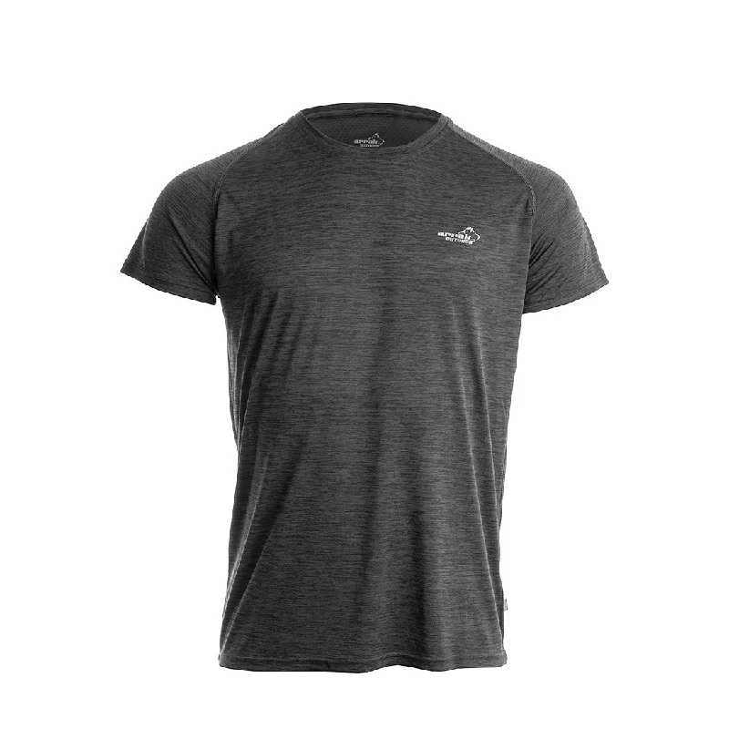 Men's short-sleeve stylish sleek-neutral-casual-faint-pattern tee-Action Training Short Sleeve Top Men (Black-Mélange)