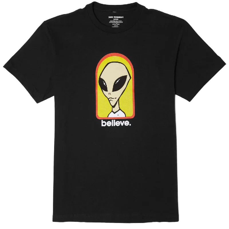 Men's short-sleeve tropical retro-icy-blue shirt-Alien Workshop Believe T-Shirt - Black