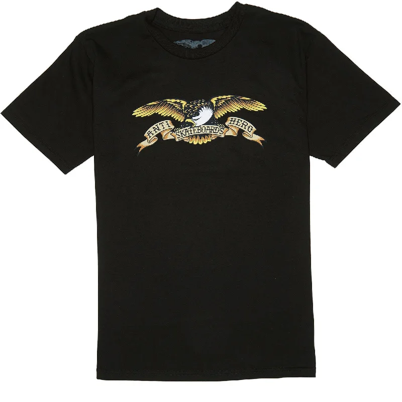 Men's short-sleeve warm stylish-thick-stripe shirt-Anti-Hero Eagle T-Shirt - Black