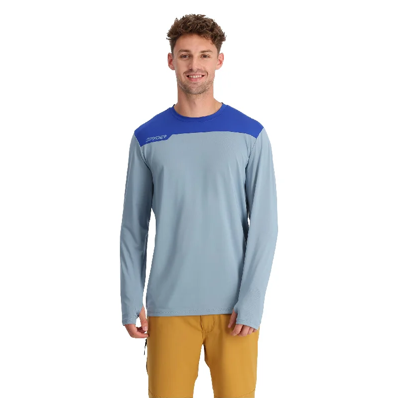 Men's short-sleeve tropical retro-canoeing top-Mens Arc Long Sleeve Tech Tee - Blue Fog