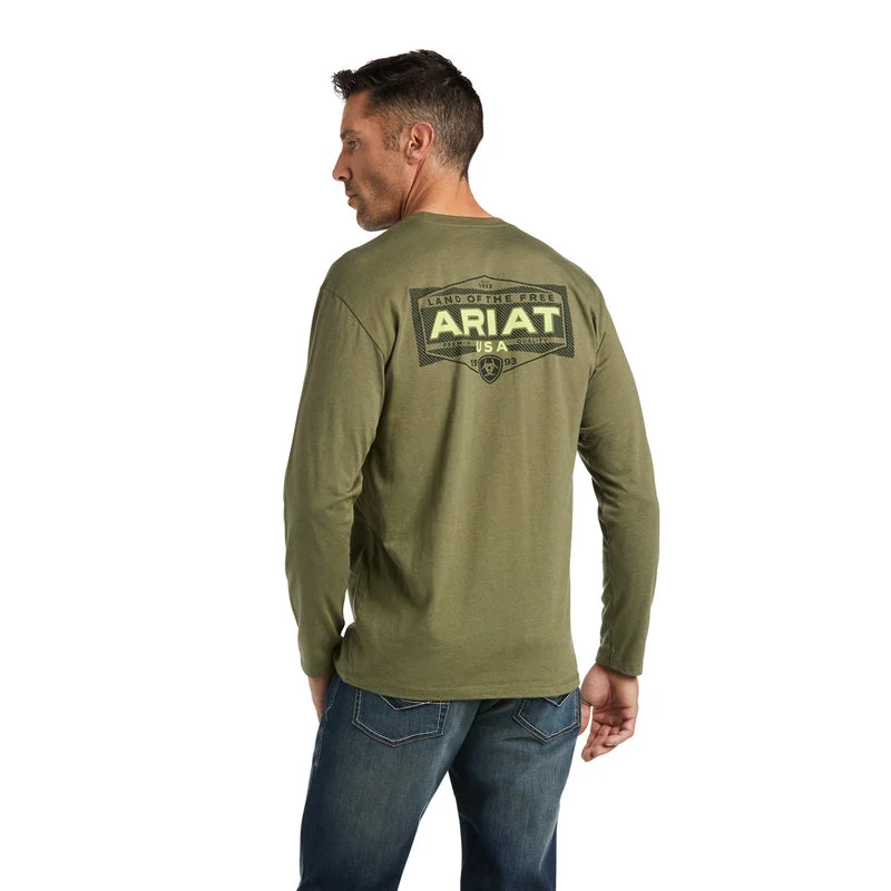 Men's short-sleeve classic angling shirt-'Ariat' Men's Ariat Land Long Sleeve Tee - Military Heather