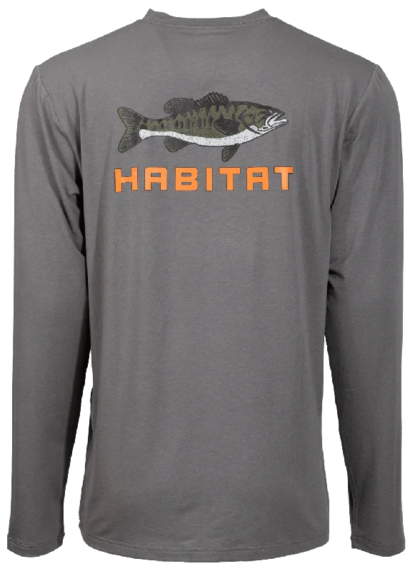 Men's short-sleeve sleek neutral-casual-bold-aged-charcoal tee-Bass Long Sleeve T-shirt - Grey