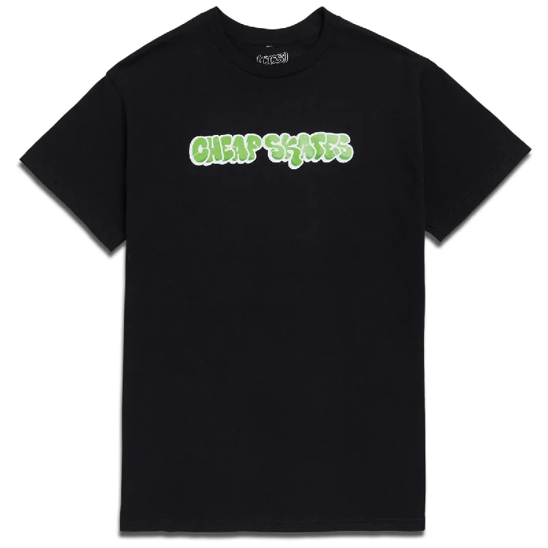 Men's short-sleeve cool rugged-urban-warm-sharp-geometric tee-CCS Cheap Skates Tag T-Shirt - Black/Green/White