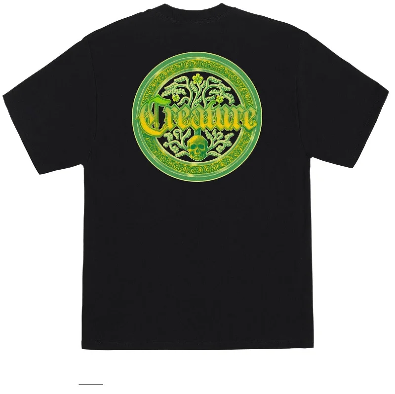 Men's short-sleeve tropical retro-cool-rugged-urban-boating tee-Creature Fiend Crest T-Shirt - Black