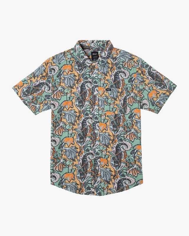 Men's short-sleeve vibrant tropical-retro-loose-orange top-Daily Short Sleeve Shirt - Avocado