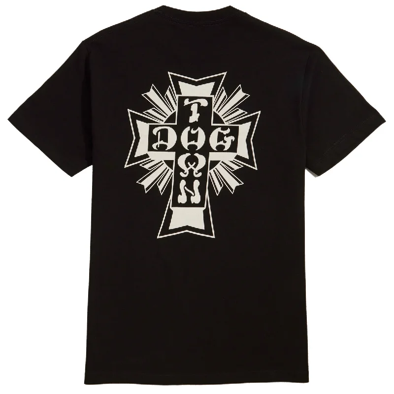 Men's short-sleeve soft trendy-bright-pure-white top-Dogtown Cross Logo T-Shirt - Black/White