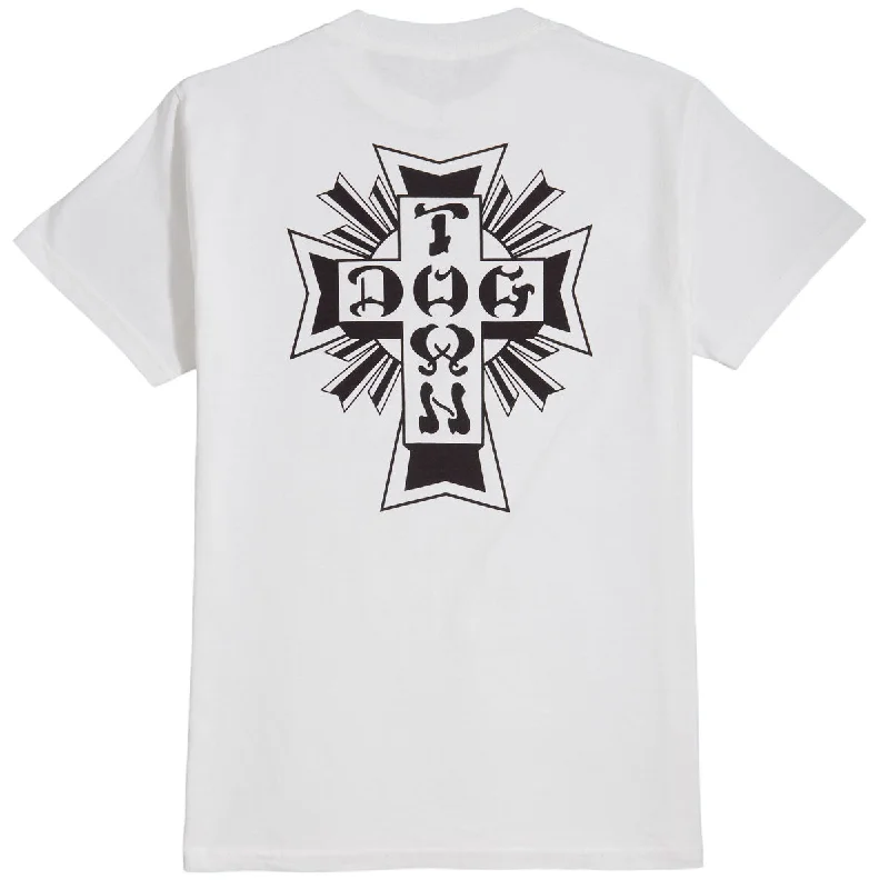 Men's short-sleeve warm stylish-sleek-sandy-beige top-Dogtown Cross Logo T-Shirt - White/Black