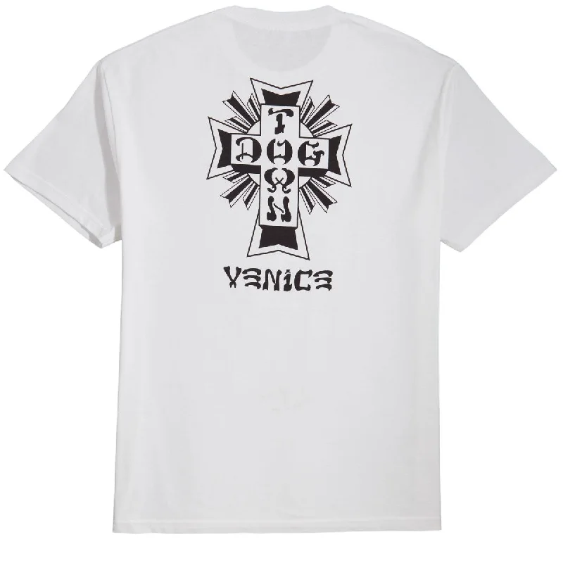 Men's short-sleeve bold rich-sporty-wild-print top-Dogtown Cross Logo Venice T-Shirt - White/Black