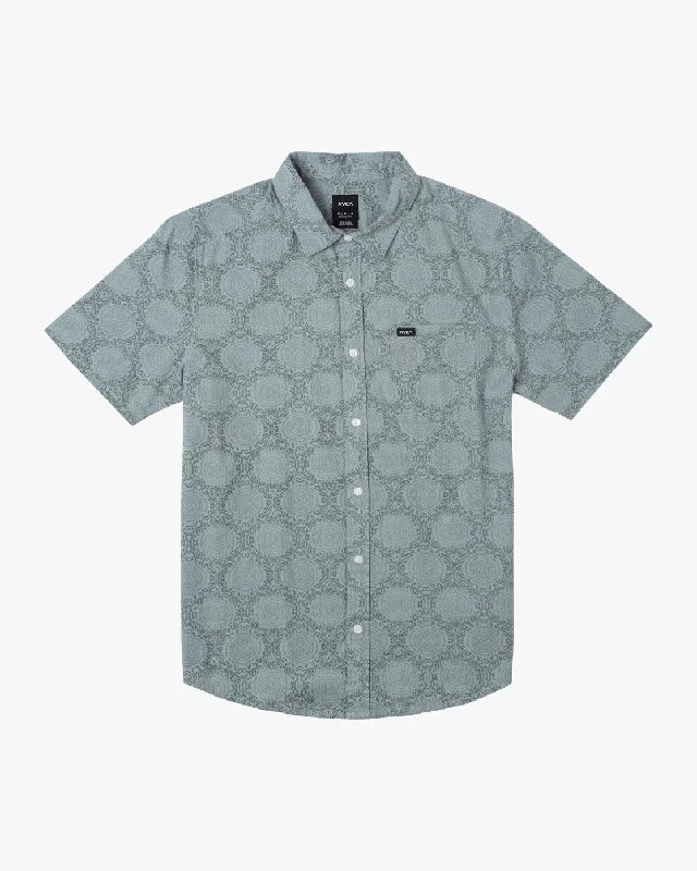 Men's short-sleeve deep classic-muted-faded-denim tee-Endless Seersucker Print Short Sleeve Shirt - Scrub