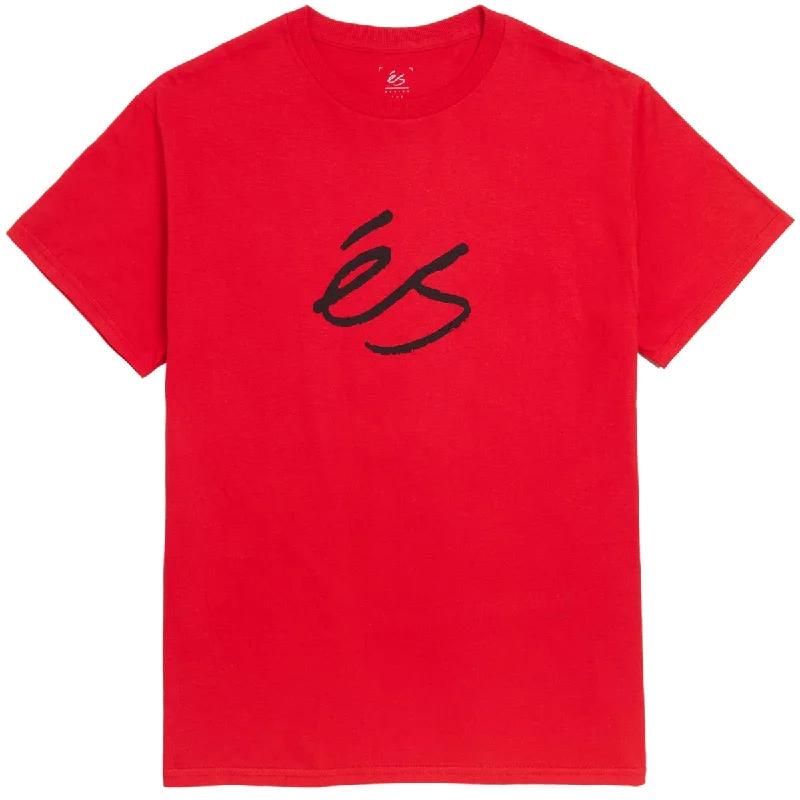 Men's short-sleeve muted fresh-modern-vibrant-fair-trade-jute tee-eS Scrip Mid T-Shirt - Red/Black