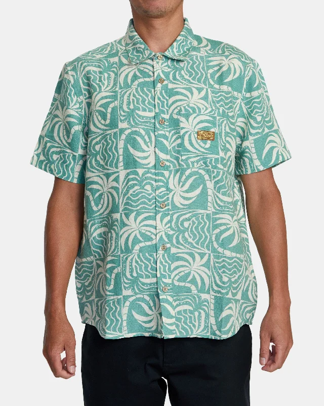 Men's short-sleeve vibrant tropical-cruise top-Exotica Short Sleeve Shirt - Granite Green