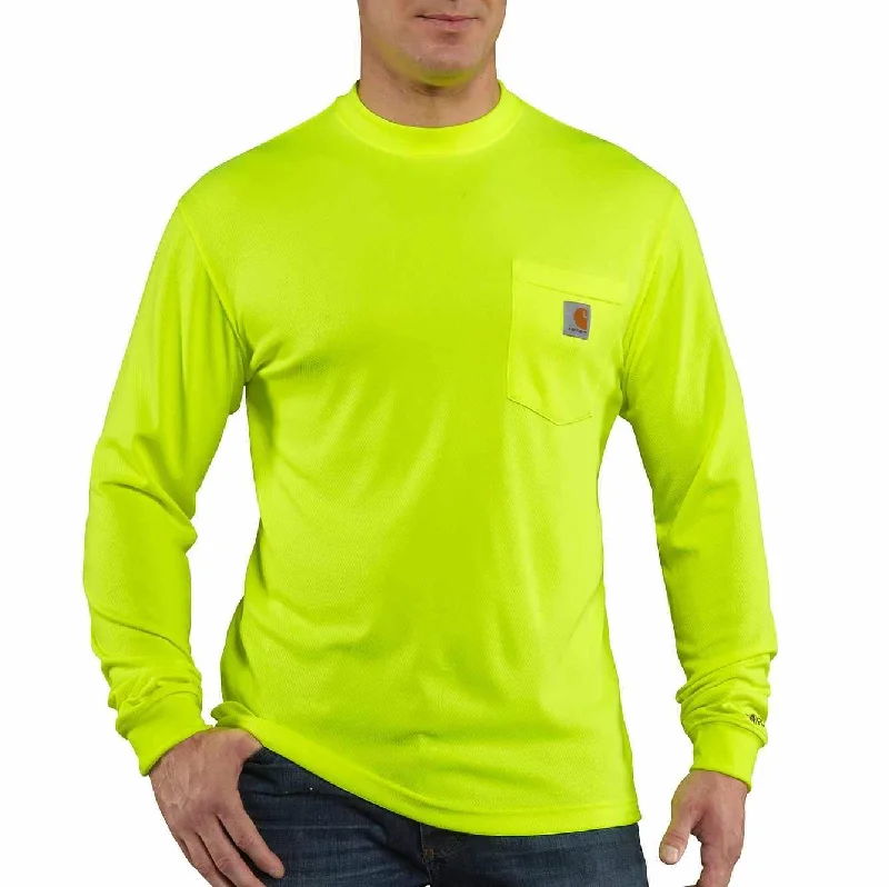 Men's short-sleeve urban warm-stylish-dark-burgundy shirt-Force Color Enhanced Long Sleeve T-Shirt (Brite Lime)