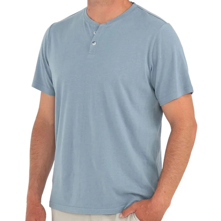 Men's short-sleeve trendy bright-deep-firm-canvas shirt-Free Fly Heritage Short Sleeve Henley Mens