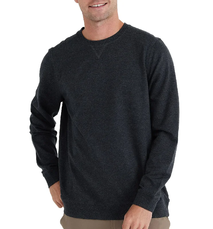 Men's short-sleeve deep classic-muted-fresh-chill-blue shirt-Free Fly Lightweight Fleece Crew - Black Sand