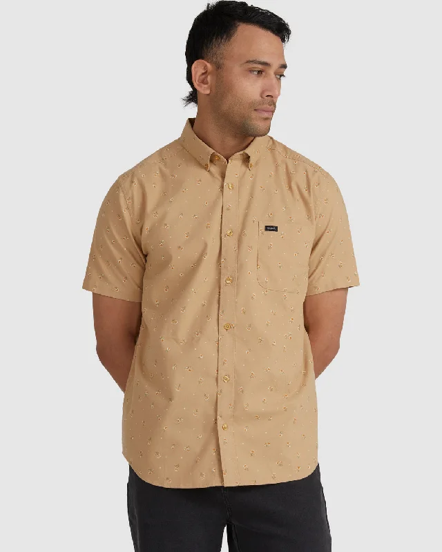 Men's short-sleeve casual bold-rich-sporty-wild-print shirt-Garden Party Short Sleeve Shirt - Khaki