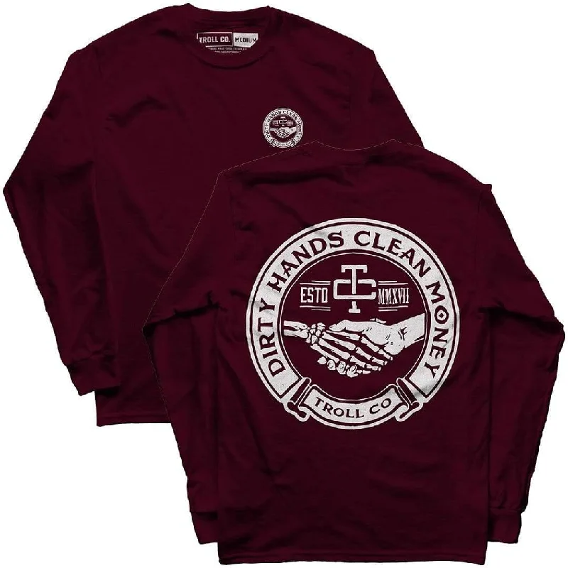 Men's short-sleeve rugged urban-warm-sharp-geometric shirt-Haggler Long Sleeve: Maroon